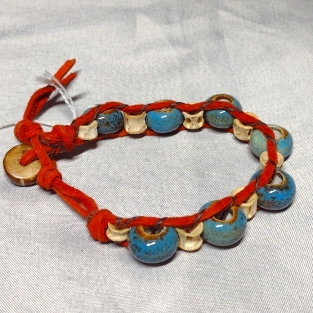 Ceramic Bone Leather Bracelet